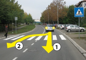 Slika uz pitanje: U situaciji prikazanoj na slici kretanje vozila unazad