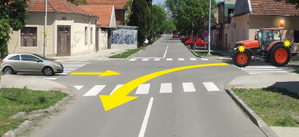 Slika uz pitanje: U situaciji prikazanoj na slici, vozač putničkog vozila