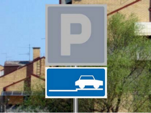 Slika uz pitanje: Dopunska tabla prikazana na slici, postavljena uz saobraćajni znak „Parkiralište”, označava