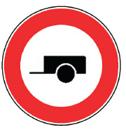 Saobraćajni znak: Zabrana saobraćaja za sva motorna vozila koja vuku priključno vozilo