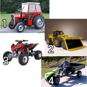 Slika uz pitanje: Traktor je prikazan na slici broj