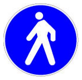 Figura e pyetjes: Sinjali në figurë tregon një zonë ose rrugë të rezervuar vetëm për këmbësorë.