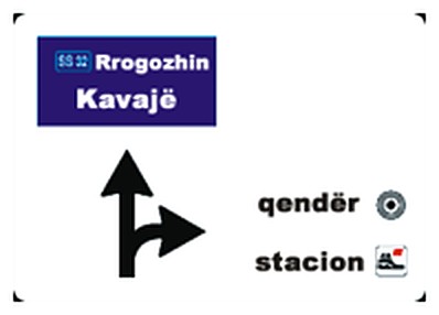 Figura e pyetjes: Sinjali në figurë paralajmëron kryqëzim në një zonë të banuar.