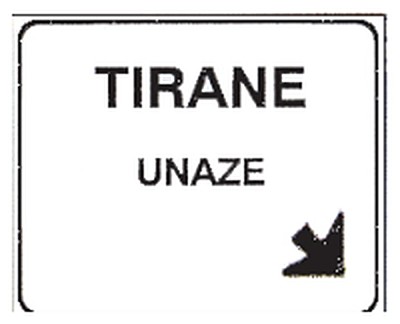 Figura e pyetjes: Sinjali në figurë, i vendosur në autostradë, tregon korsinë që duhet zgjedhur për të dalë në zonë urbane.