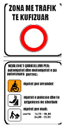 Figura e pyetjes: Sinjali në figurë tregon zonë me trafik të kufizuar.