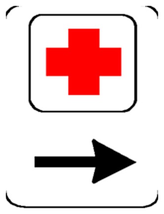 Figura e pyetjes: Sinjali në figurë tregon drejtimin për të shkuar në ambulancë.