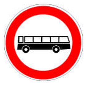 Figura e pyetjes: Sinjali në figurë ndalon qarkullimin për autobusët.