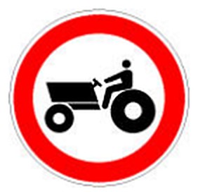 Figura e pyetjes: Sinjali në figurë ndalon qarkullimin e makinave bujqësore.