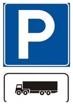 Figura e pyetjes: Sinjali i treguar në figurë tregon se mund të parkojnë të gjitha automjetet, përveç gjysmërimorkiatorëve