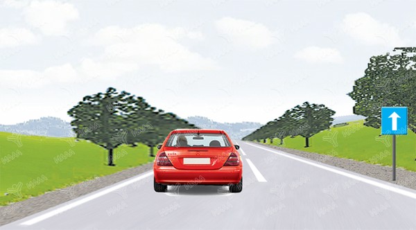 Изображение към въпроса: По този път извън населено място водачът трябва да се движи: