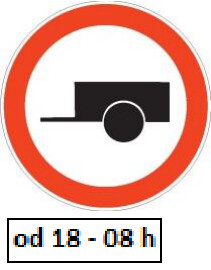 Slika uz pitanje: Na slici su prikazani saobraćajni znaci koji označavaju zabranu saobraćaja za motorna vozila koja vuku: